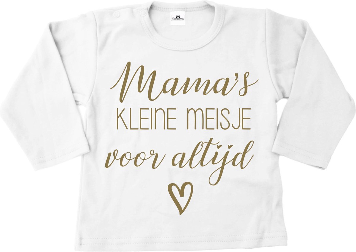 Shirt meisje-mamas kleine meisje voor altijd-wit-goud-Maat 62