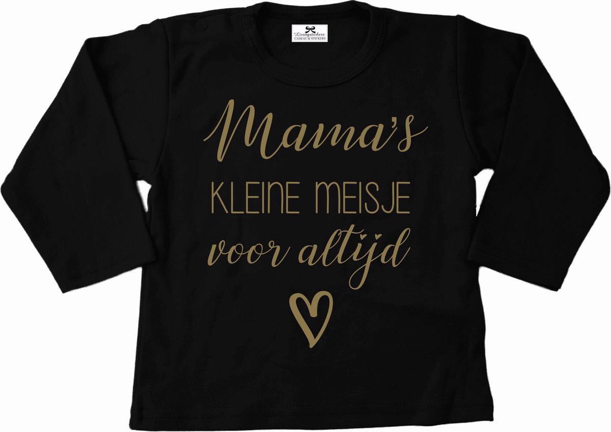 Shirt meisje-mamas kleine meisje voor altijd-zwart-goud-Maat 56