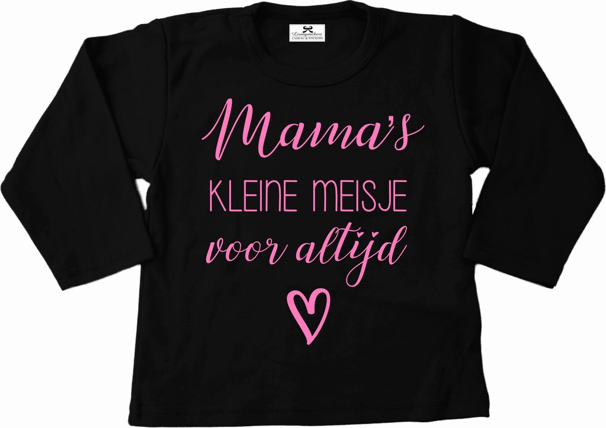 Shirt meisje-mamas kleine meisje voor altijd-zwart-lichtroze-Maat 62