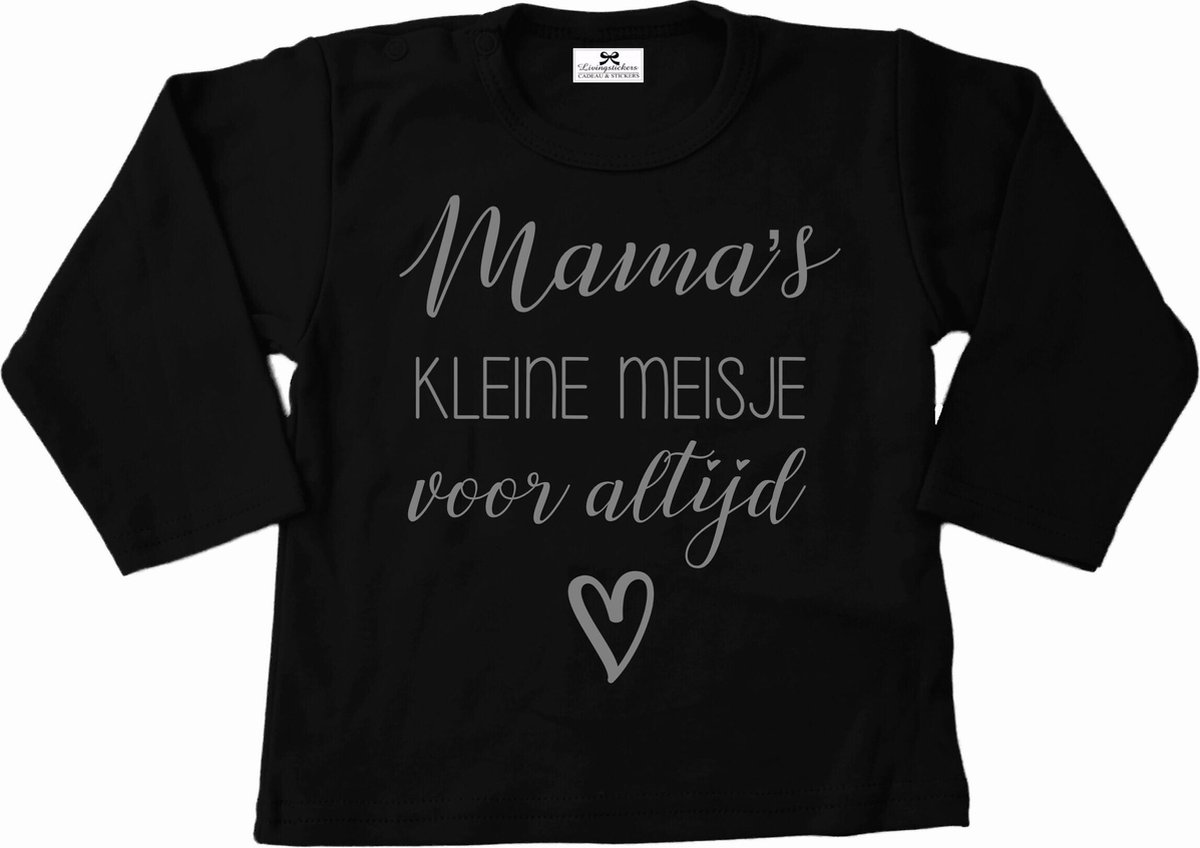 Shirt meisje-mamas kleine meisje voor altijd-zwart-zilver-Maat 104