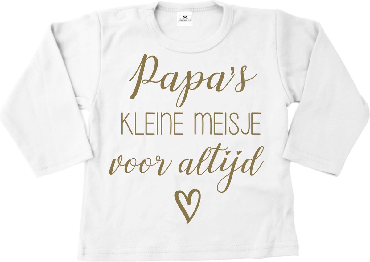 Shirt meisje-papas kleine meisje voor altijd-wit-goud-Maat 104