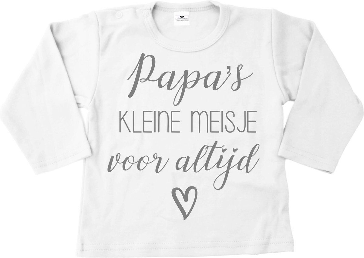 Shirt meisje-papas kleine meisje voor altijd-wit-zilver-Maat 104