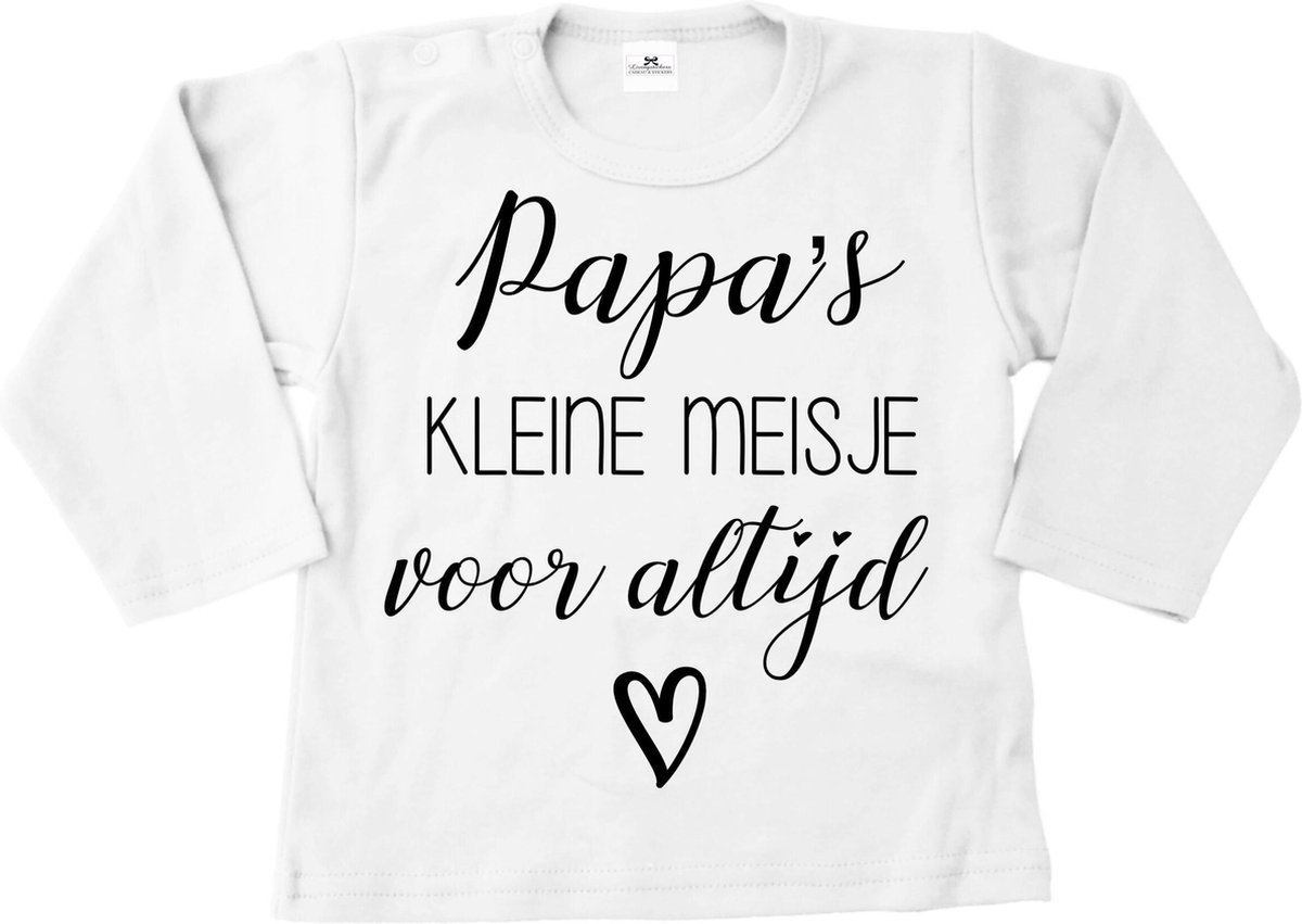 Shirt meisje-papas kleine meisje voor altijd-wit-zwart-Maat 56