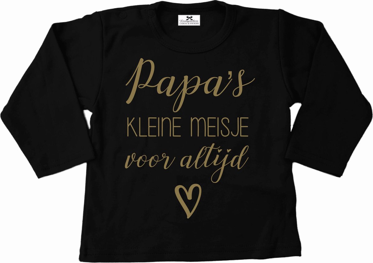 Shirt meisje-papas kleine meisje voor altijd-zwart-goud-Maat 104