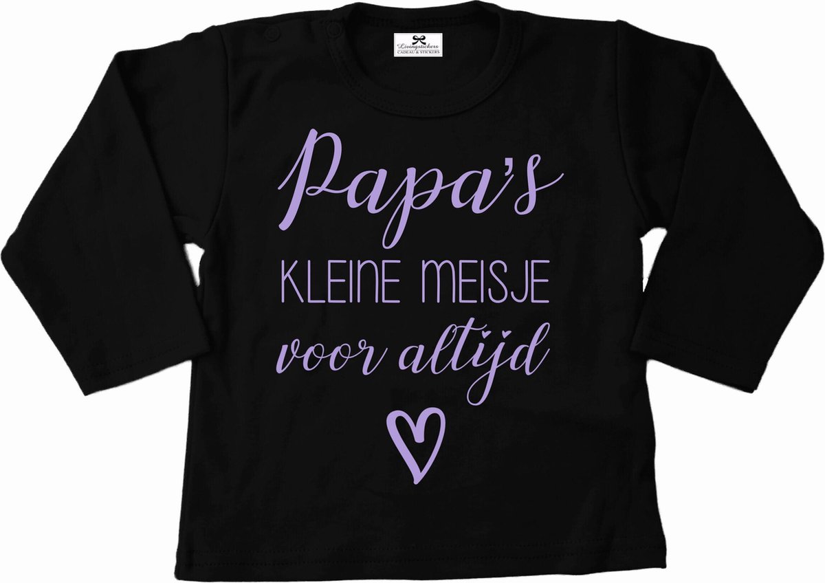 Shirt meisje-papas kleine meisje voor altijd-zwart lila-Maat 104