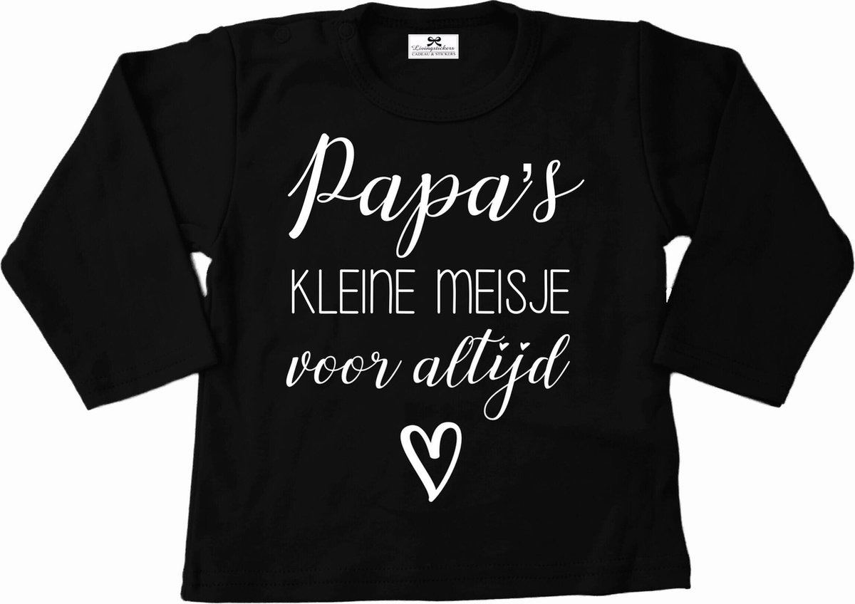 Shirt meisje-papas kleine meisje voor altijd-zwart-wit-Maat 104