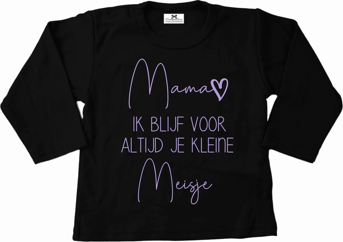 Shirt meisje-zwart met lila-mama ik blijf voor altijd je kleine meisje-Maat 104