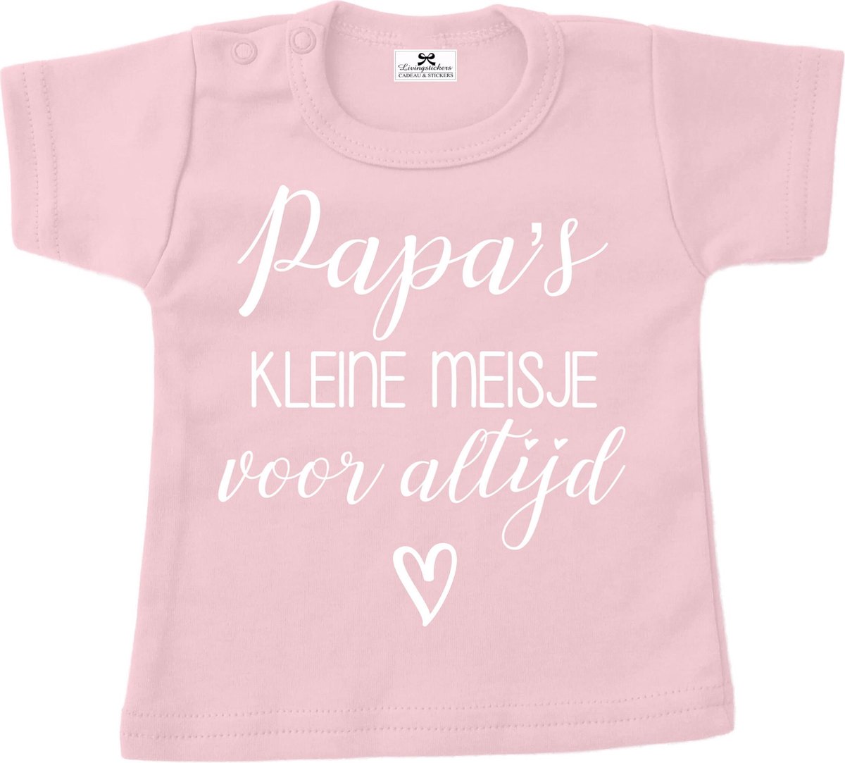 Shirt meisjes-papas kleine meisje voor altijd-roze-wit-Maat 104