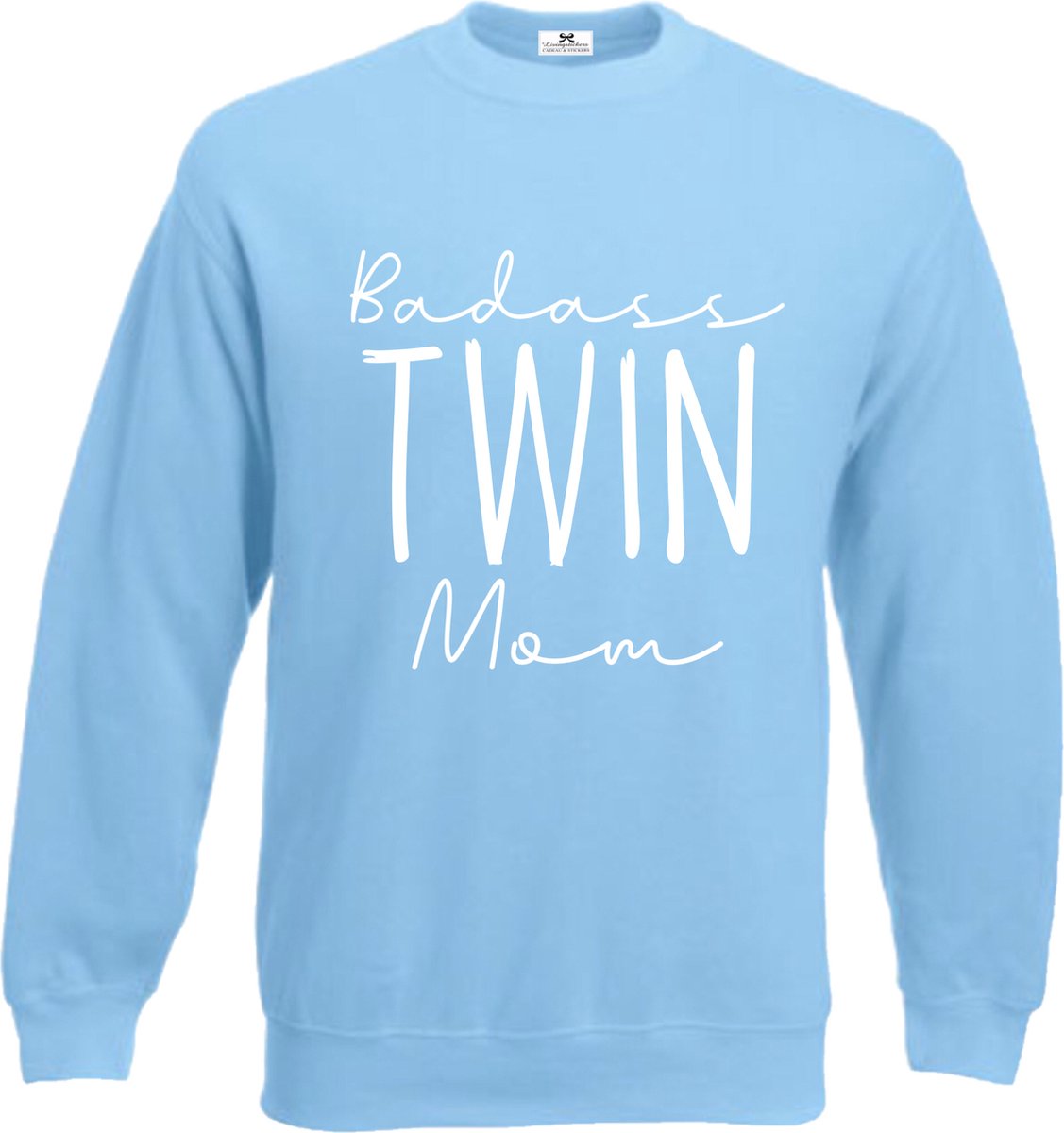 Sweater dames-lichtblauw-badass twin mom-Maat Xl