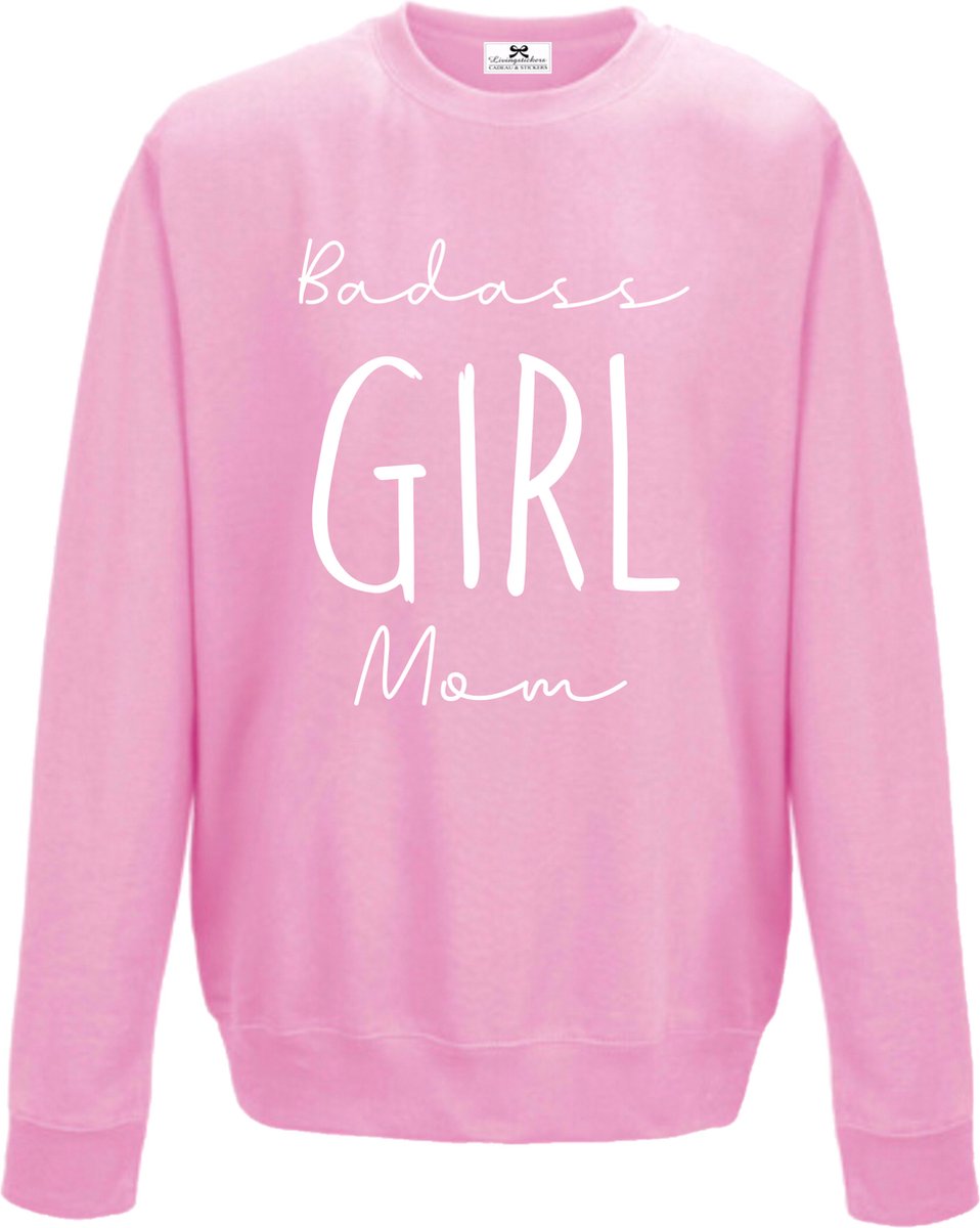 Sweater dames-roze-Badass girl mom-Maat L
