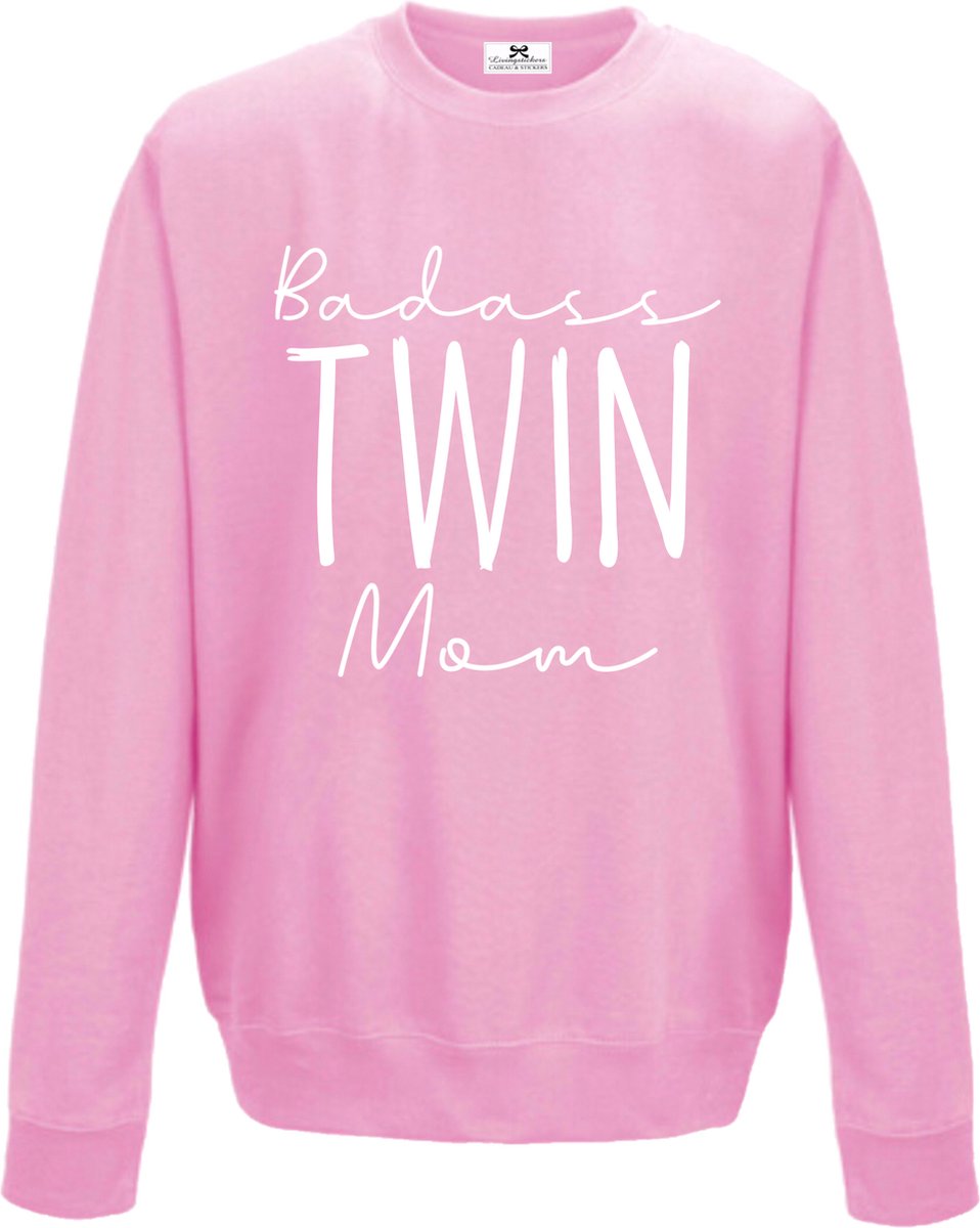 Sweater dames-roze-Badass twin mom-Maat Xl