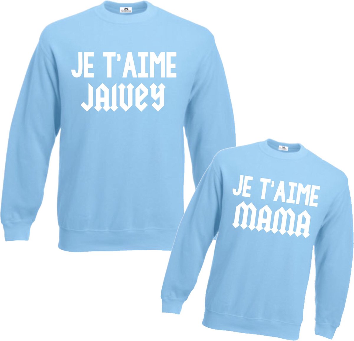 Sweater jongen lichtblauw Je taime mama-twinnen met jouw kleine jongen-Maat 7/8 jaar