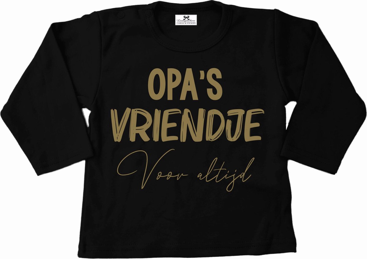 T-Shirt baby-dreumes-opas vriendje voor altijd-zwart-goud-Maat 104