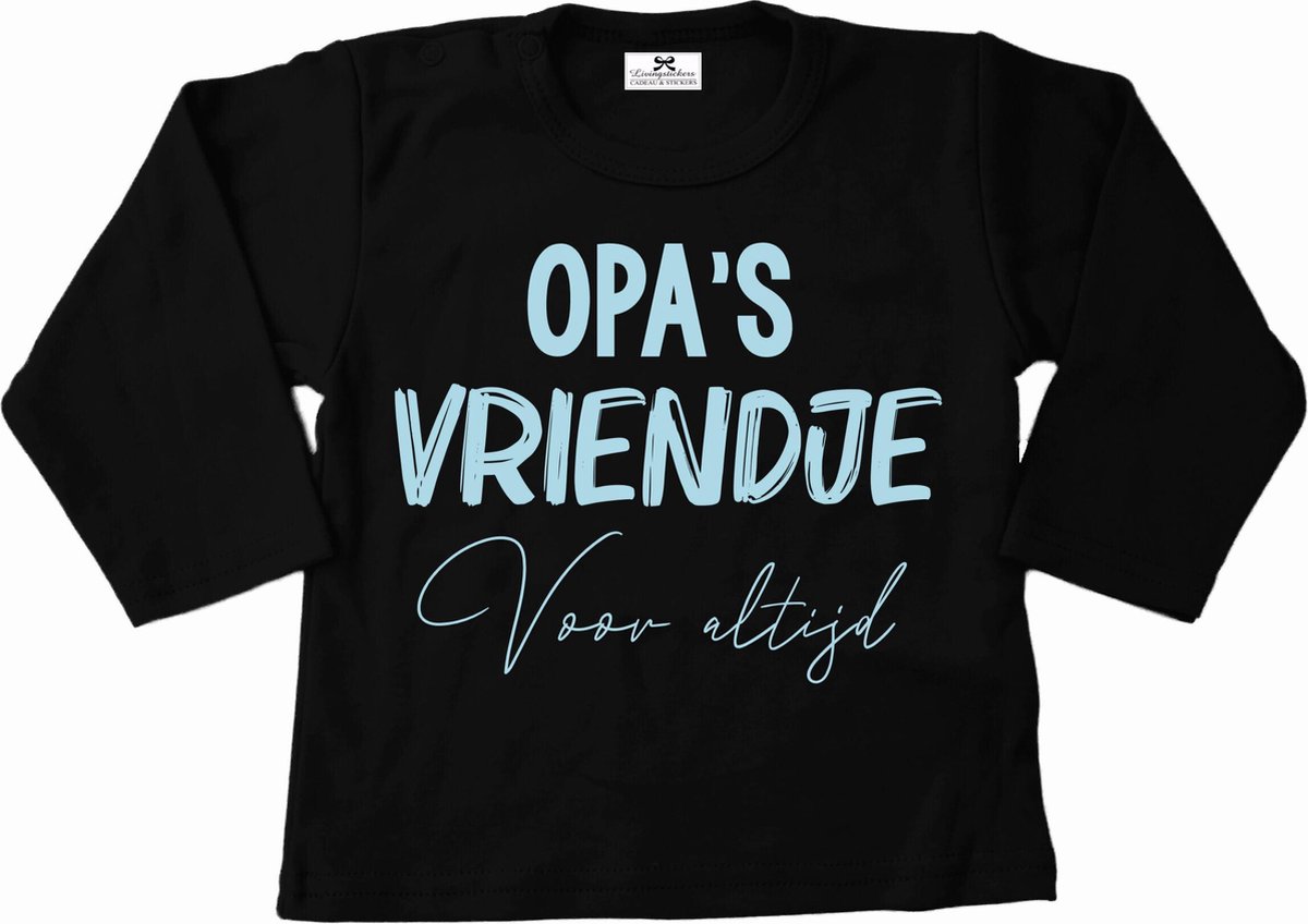 T-Shirt baby-dreumes-opas vriendje voor altijd-zwart-lichtblauw-Maat 56