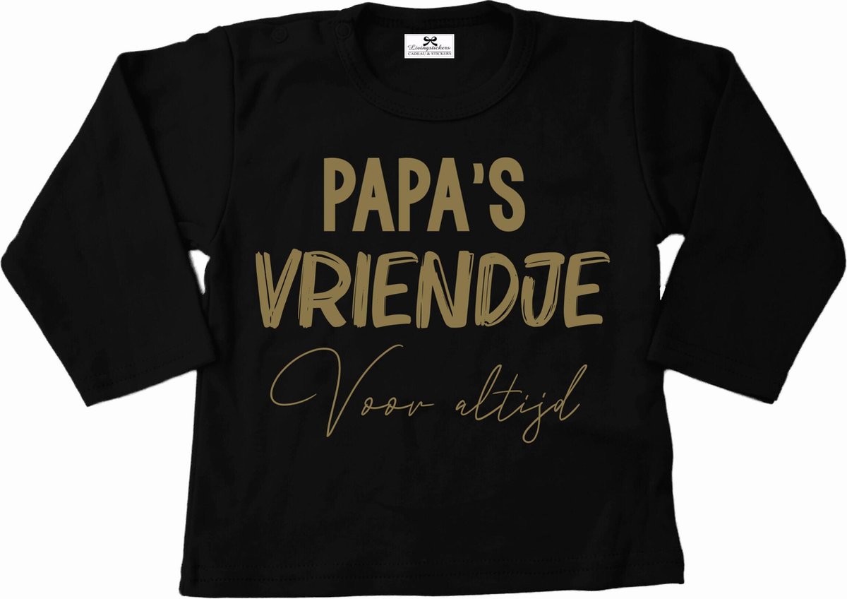 T-Shirt baby-dreumes-papas vriendje voor altijd-zwart-goud-Maat 104