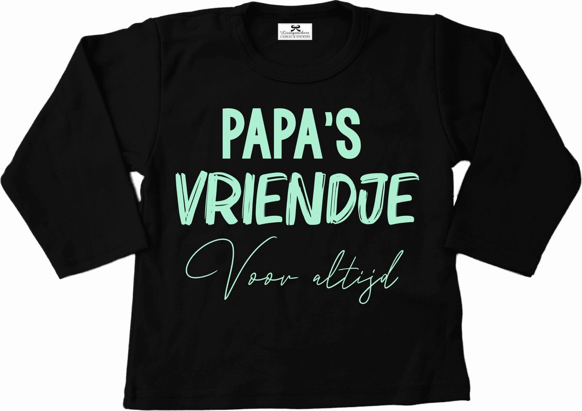 T-Shirt baby-dreumes-papas vriendje voor altijd-zwart-mint-Maat 56