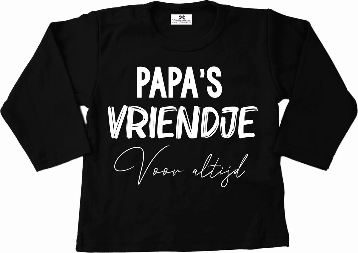 T-Shirt baby-dreumes-papas vriendje voor altijd-zwart-wit-Maat 104