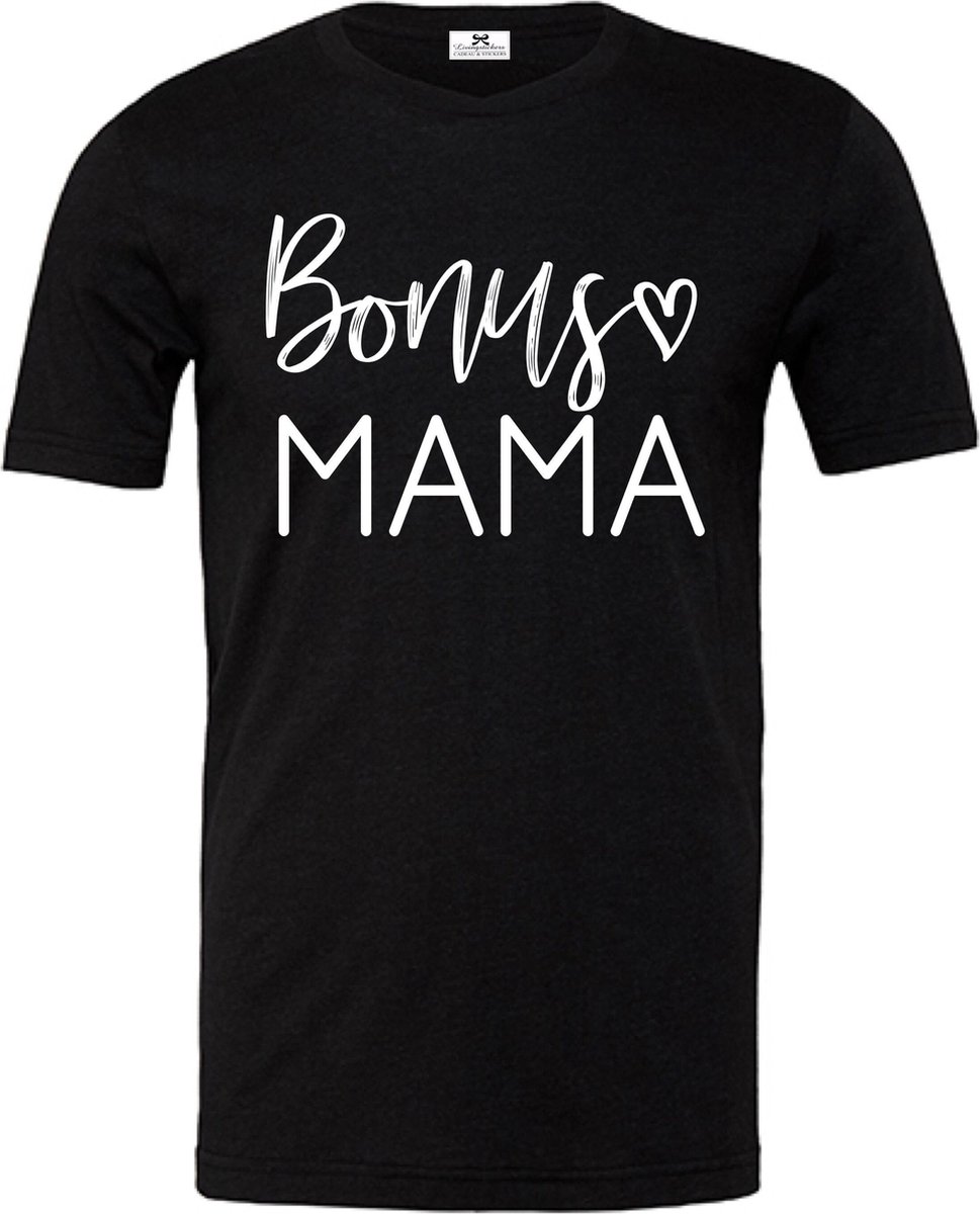 T-shirt bonus mama-verjaardag tip-zwart-wit-Maat M