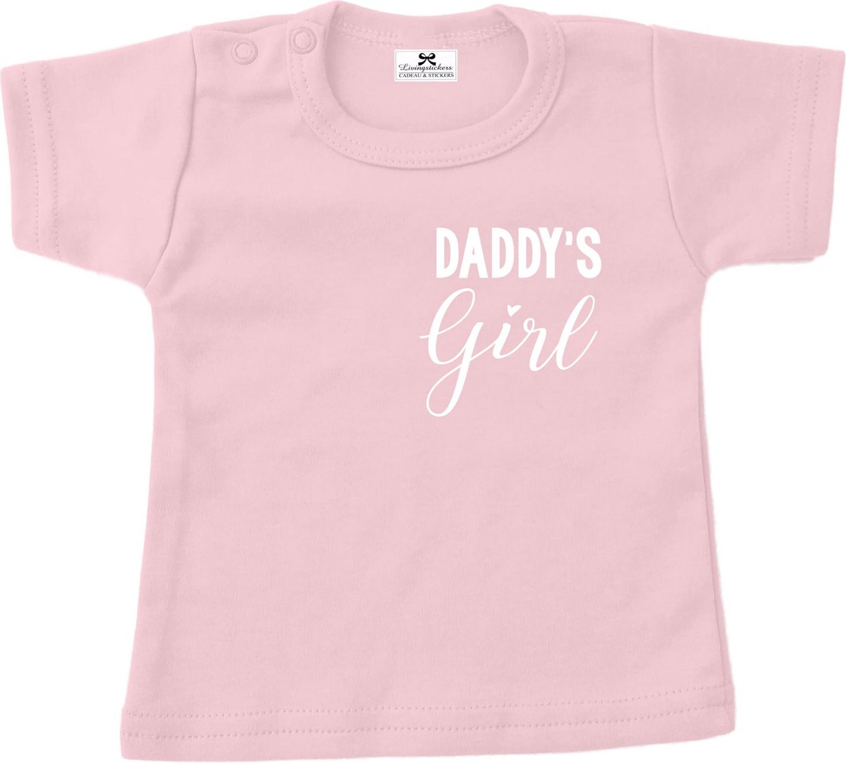 Vaderdag cadeau shirt baby dreumes-daddys girl-roze-wit-Maat 104