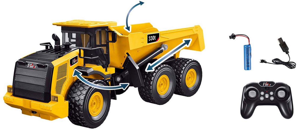 RC Bestuurbare Constructietruk Oplaadbaar met Licht en Geluid