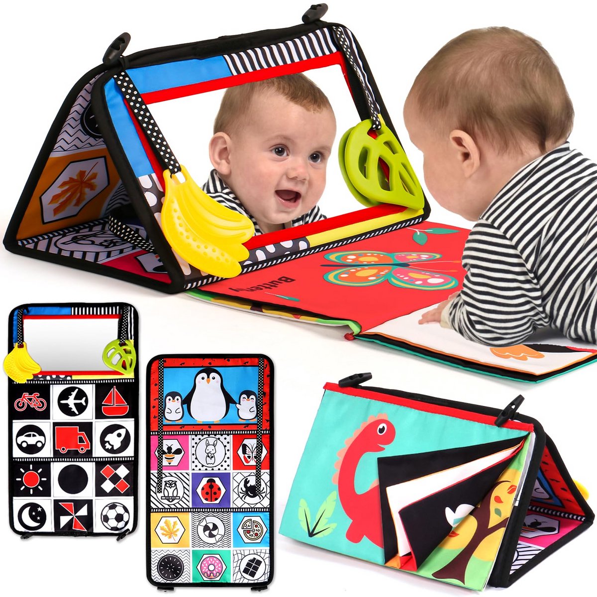 Nieuw - Knisperboekje baby - Buggyboekje - Tummy Time - Badboekje - Montessori speelgoed - Buikligtrainer - Babyboek - Vanaf 0 jaar