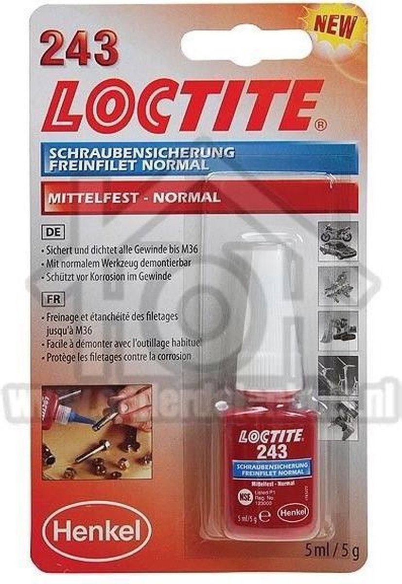 Loctite Lijm Loctite 243 -5 gram- voor bouten, moeren etc. 811741