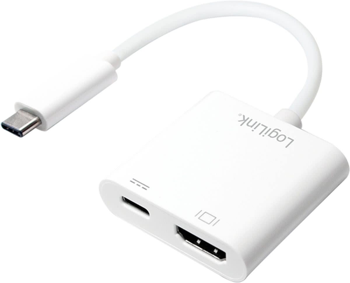 LogiLink 0.14m, 2xUSB-C/HDMI 2xUSB-C HDMI Wit kabeladapter/verloopstukje