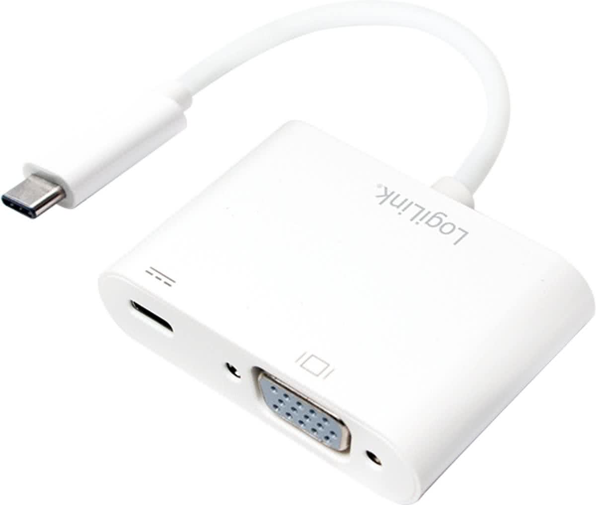 LogiLink 0.14m, 2xUSB-C/VGA 2xUSB-C VGA Wit kabeladapter/verloopstukje