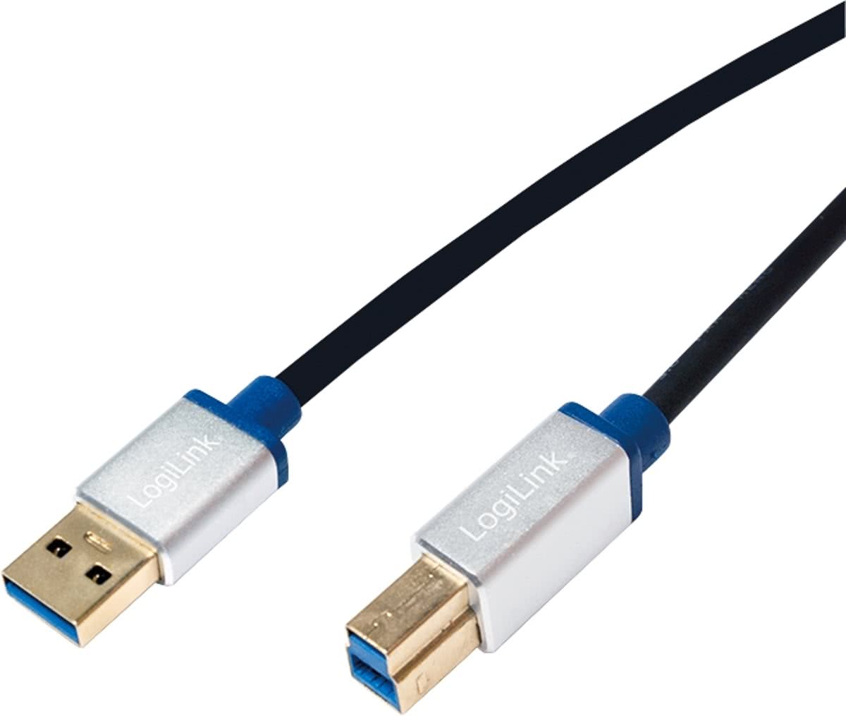 LogiLink 1.5m, USB3.0-A/USB3.0-B 1.5m USB A USB B Mannelijk Mannelijk Zwart USB-kabel