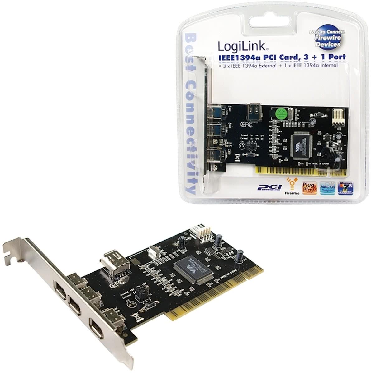 LogiLink 4-port FireWire PCI Card interfacekaart/-adapter