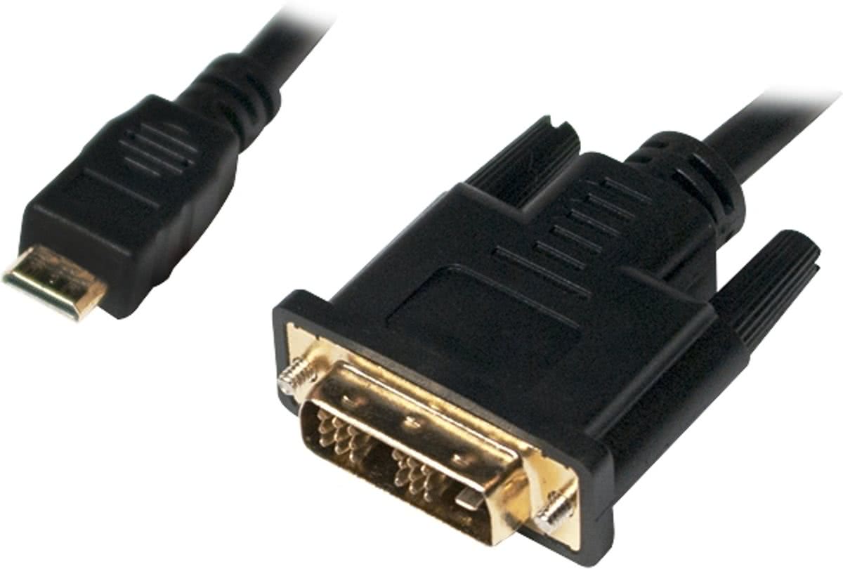 LogiLink Mini-HDMI - DVI-D M/M 0.5m 0.5m Mini-HDMI DVI-D Zwart