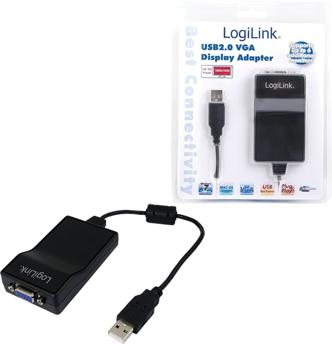 LogiLink UA0076A VGA (D-Sub) USB 2.0 A/M Zwart kabeladapter/verloopstukje