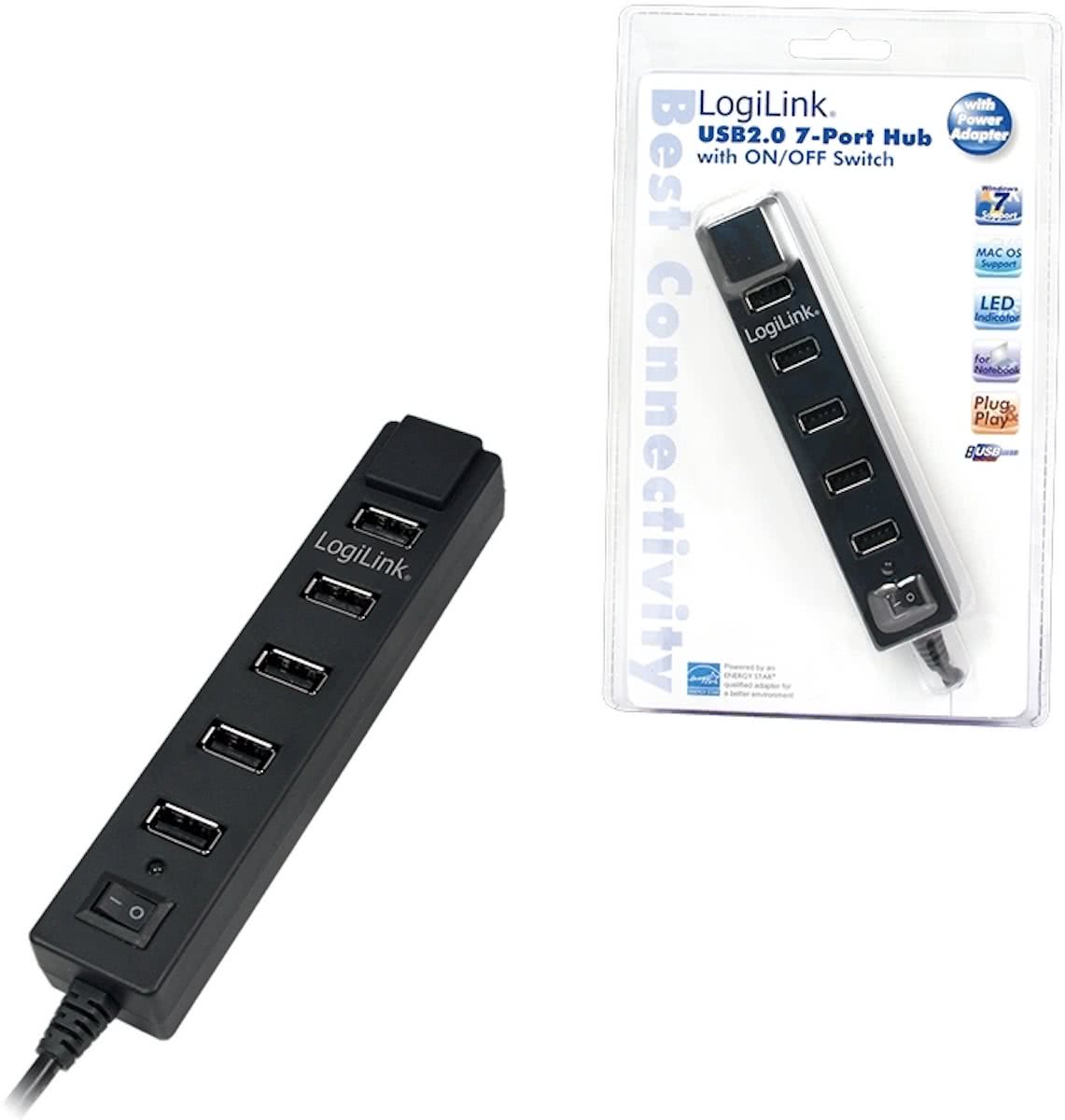 LogiLink USB 2.0 Hub, 7-Port mit EIN/AUS Schalter