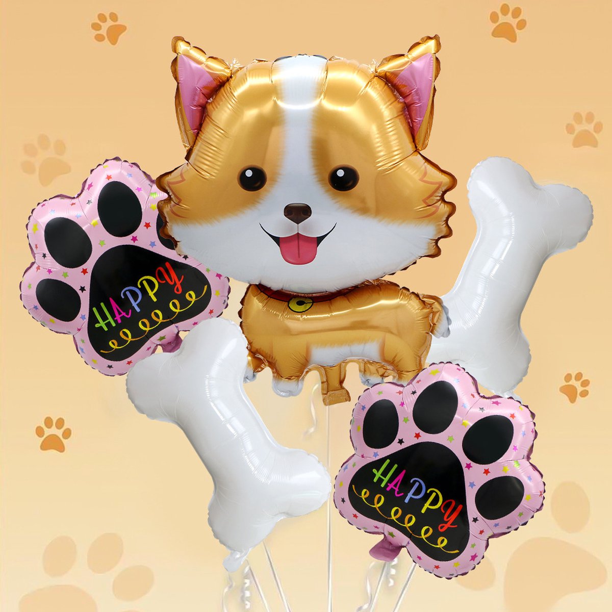 Loha-party®Puppy Corgi Thema Versiering Folie Ballonnen Set-Honden been foile ballonnen-Feestdecoratie met puppy themavoetafdrukken-Wit-Geel-Roze-Pink-Verjaardag Decoratie-Feestpakket-Feest-Huisderen Thema Ballonnen-Gele Corgi