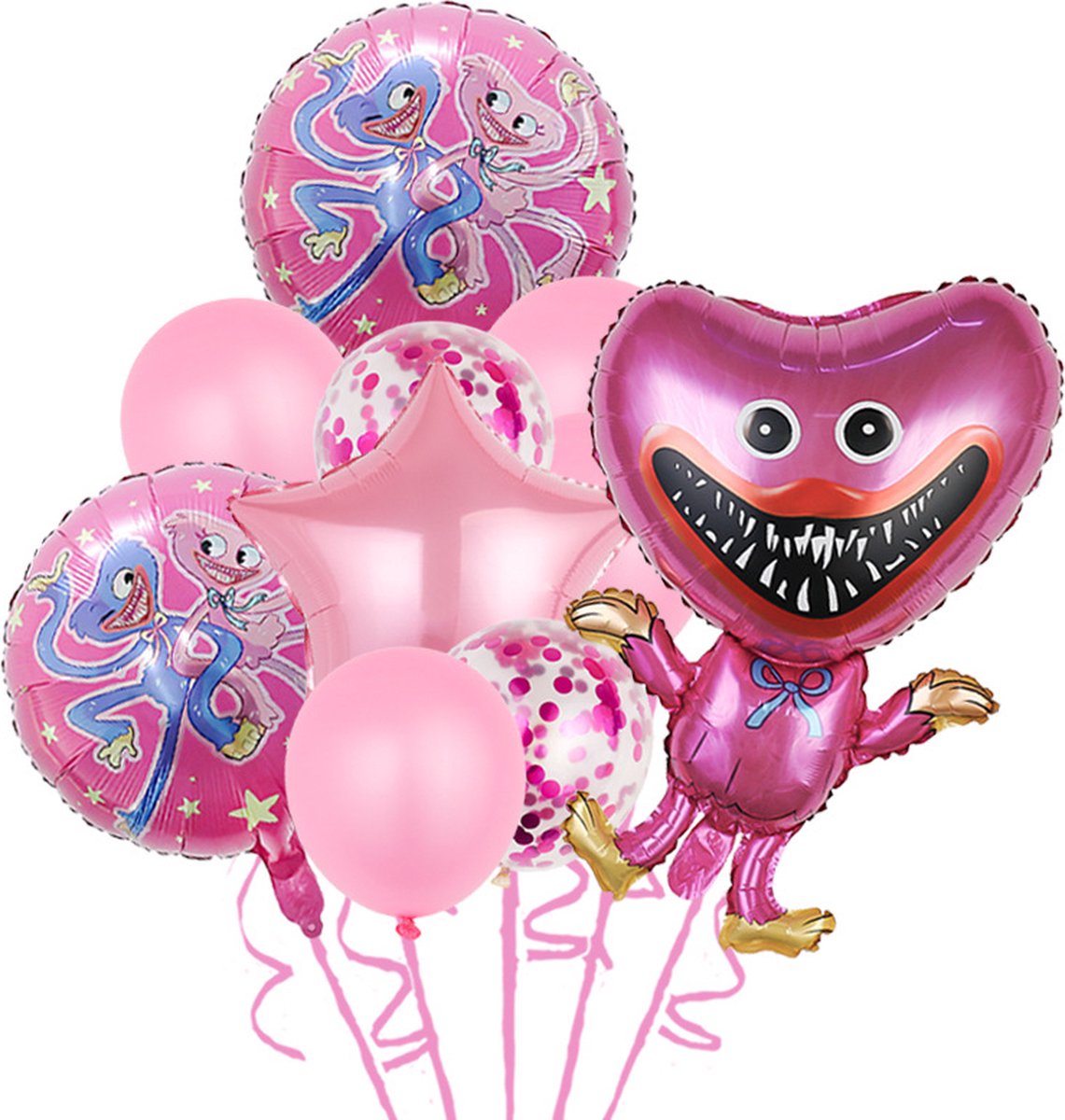 Loha-party®Thema Poppy Speeltijd Versiering Folie ballonen-Huggy Wuggy-Kissy Missy-Killy Willy-Tik Tok-Roze-Ster Folie balloon-Feestpakket-Feest Decoratie Kit-Verjaardagsfeestje