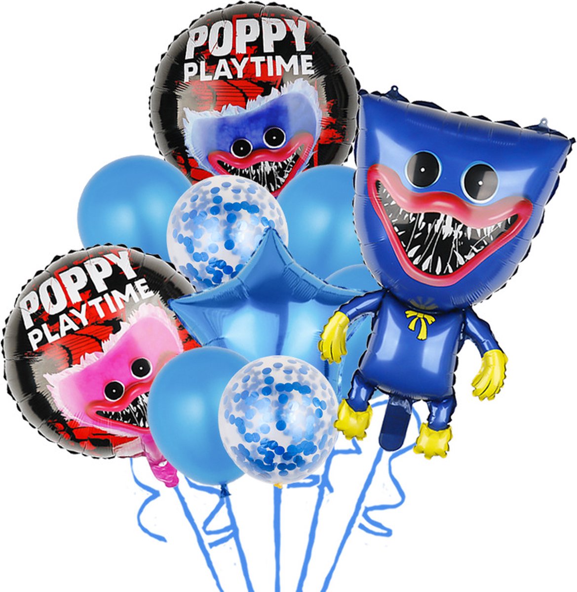 Loha-party®Thema Poppy playtime Roze Versiering Folie ballonen Set-Huggy Wuggy-Kissy Missy-Killy Willy-Tik Tok-Blauw-Ster Folie balloon-Feestpakket-Feest Decoratie Kit-Verjaardagsfeestje