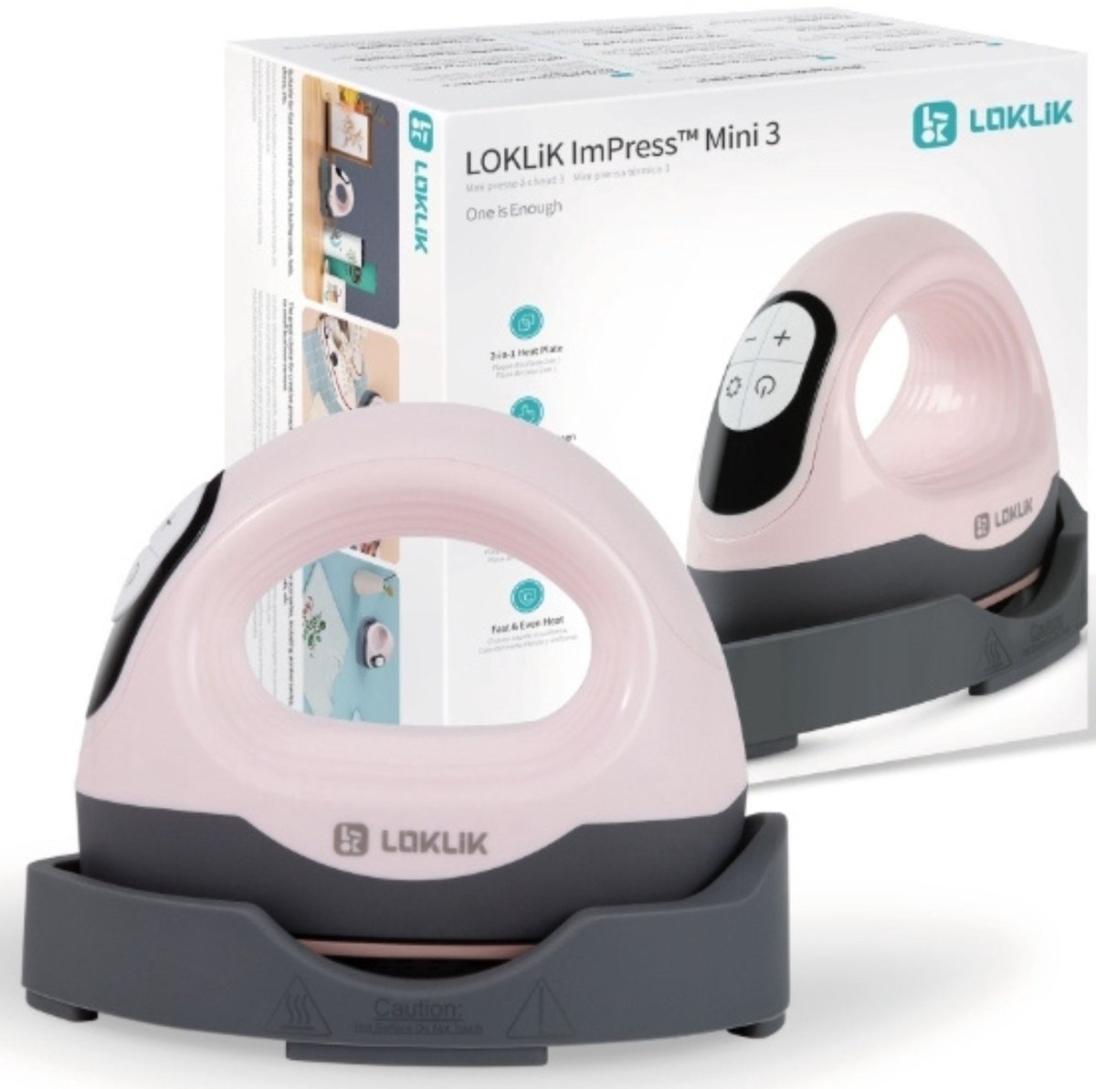 LOKLiK Impress Mini 3 - Roze Hittepers voor T-shirts, Tassen, Mokken, Hoeden en Andere Stoffen - Deze Transferpers is Perfect Voor het Personaliseren van Objecten met Flexfolie (HTV) en Sublimatiepapier