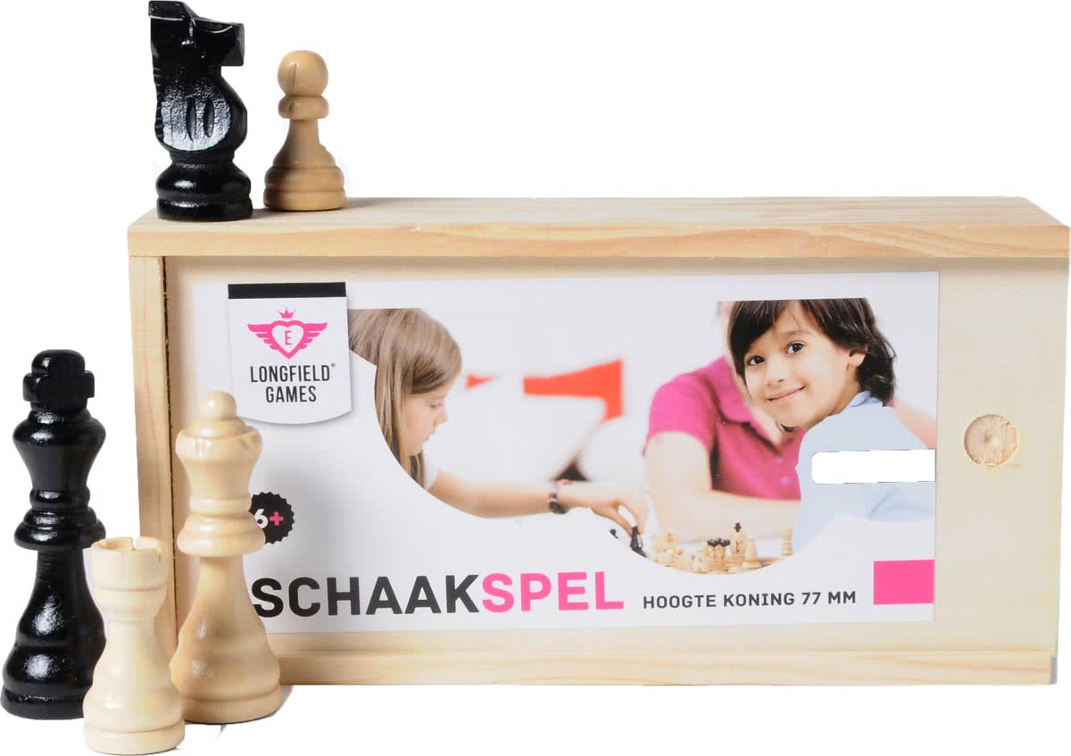 Schaakstukken In Kistje Koning 77mm - Essenhout