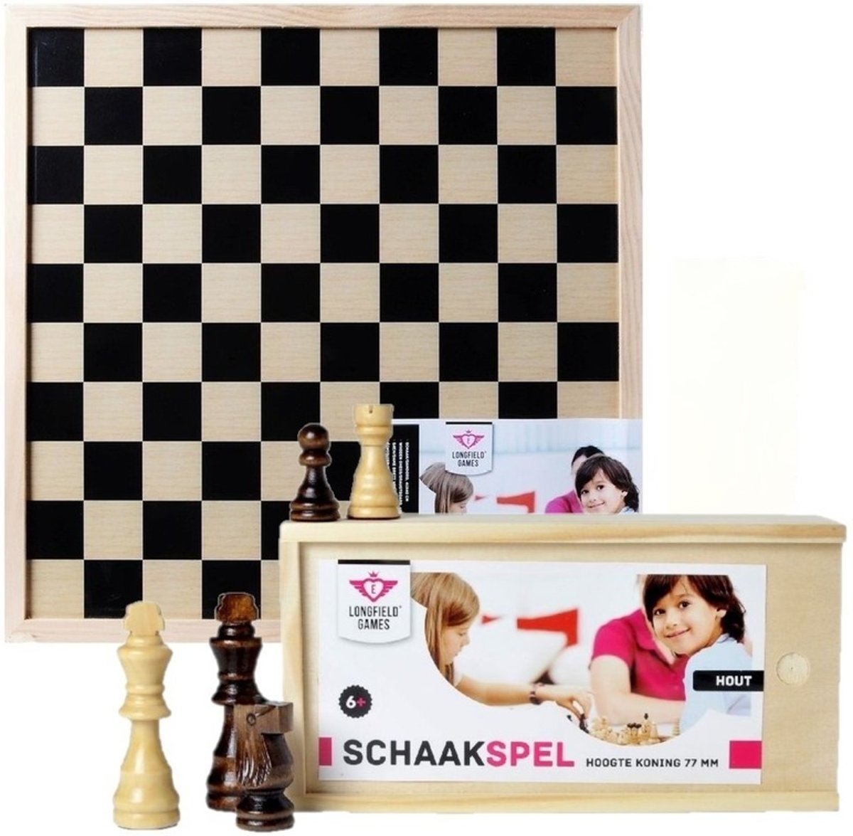 Houten schaakstukken en schaakbord 40 x 40 cm - Schaaksets