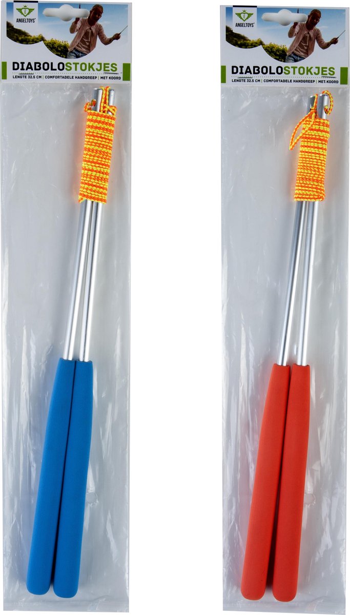 Metalen stokjes per 2 blauw/fluor rood - Engelhart