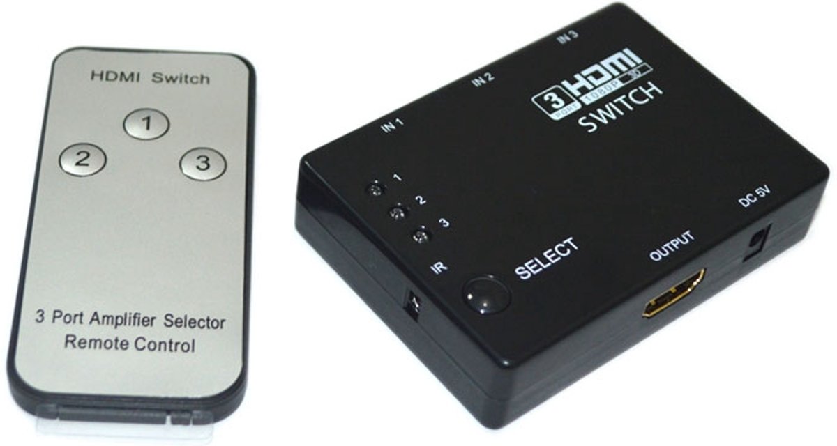 HDMI switch splitter met afstandsbediening/ schakelaar full HD 1080P