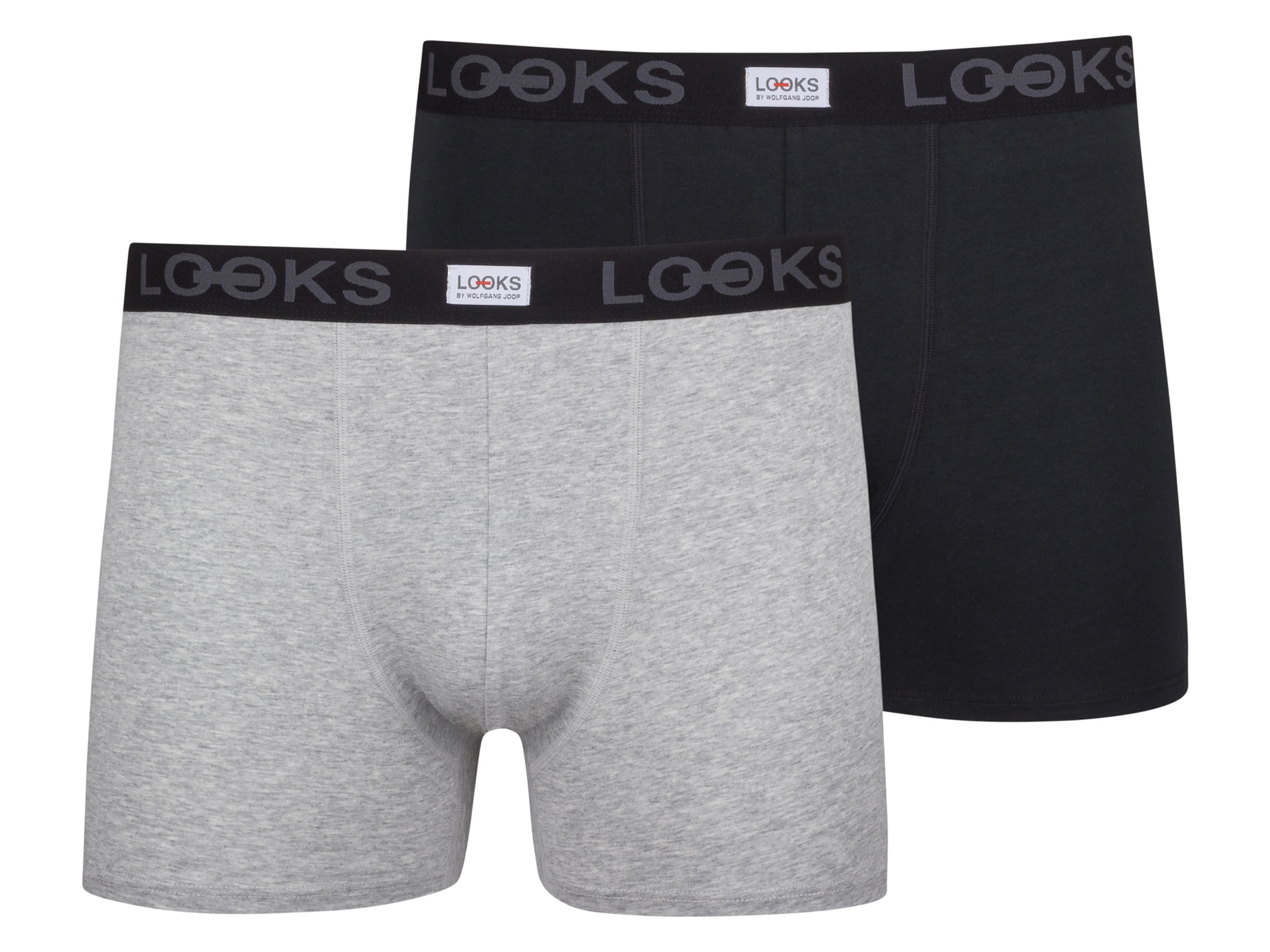 LOOKS by Wolfgang Joop 2 paar heren boxershorts (L, Zwart/grijs)