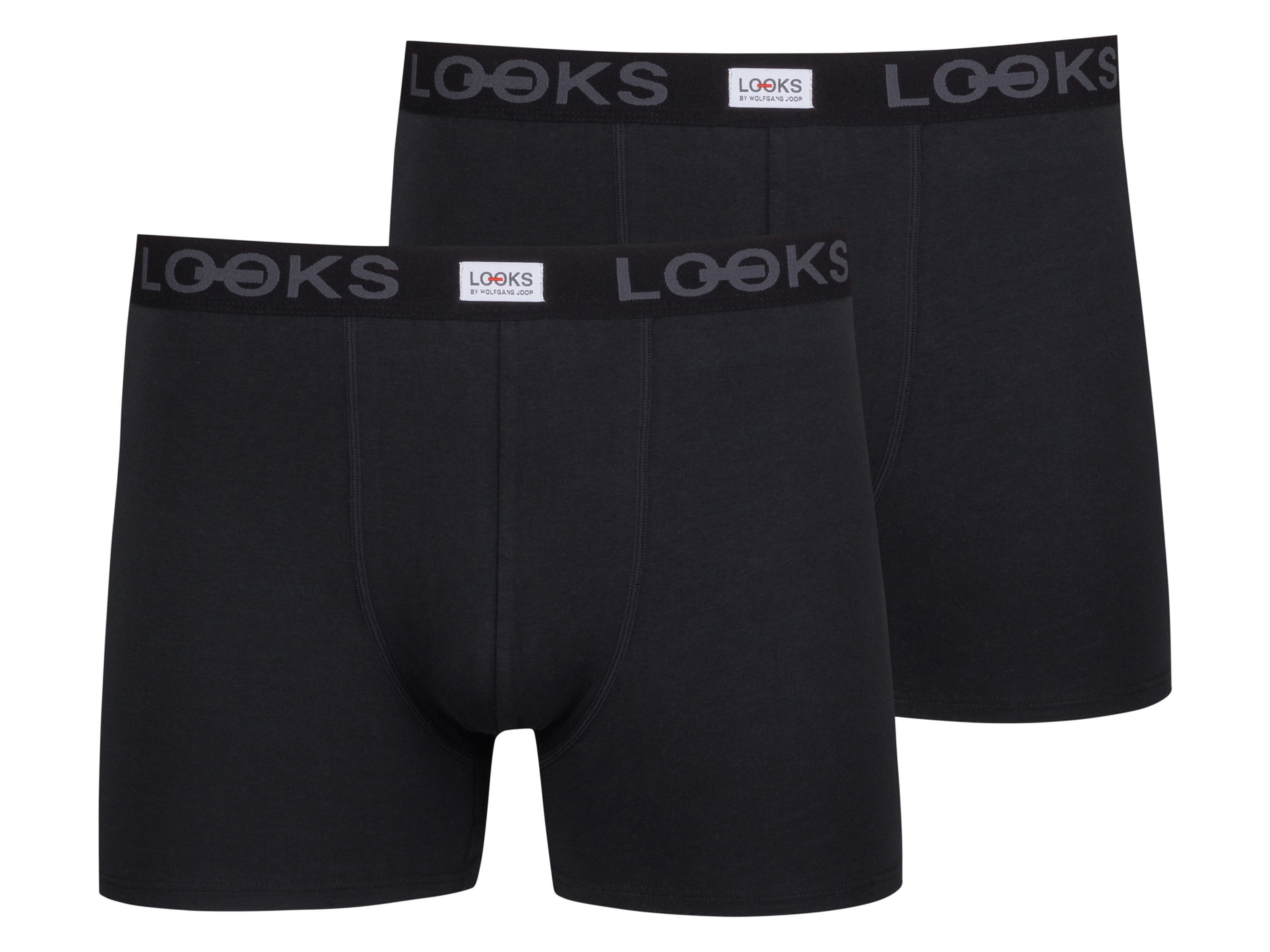 LOOKS by Wolfgang Joop 2 paar heren boxershorts (M, Zwart)