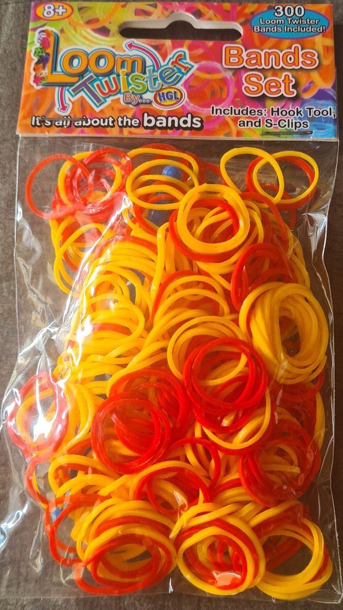 Loom Bandjes - Mix - Oranje - Rood - 300 stuks - Loombandjes  -   - Elastiekjes - Inlcusief S-Clips / Haakjes - Loom Twister