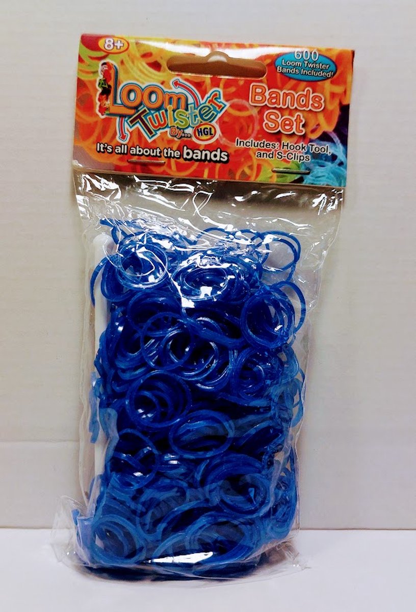 Loom Twister Loombandjes Junior Rubber neon blauw 603-delig