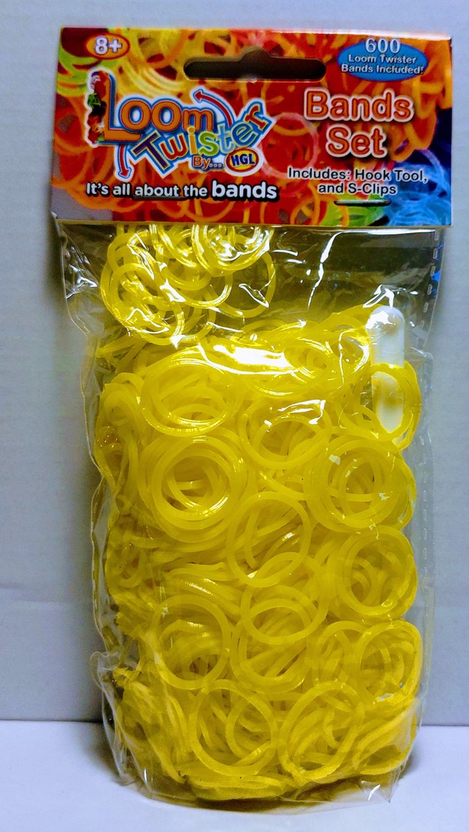 Loom Twister Loombandjes Junior Rubber neon geel 603-delig