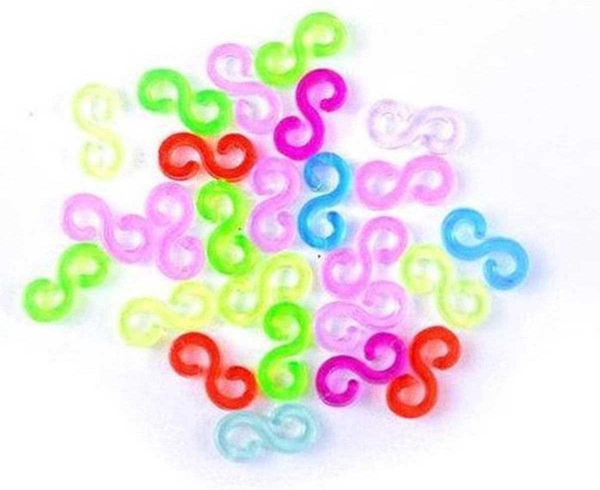 200 S-Clips Loom - Mixed color - Multi kleuren - Loombandjes -   - S Clips