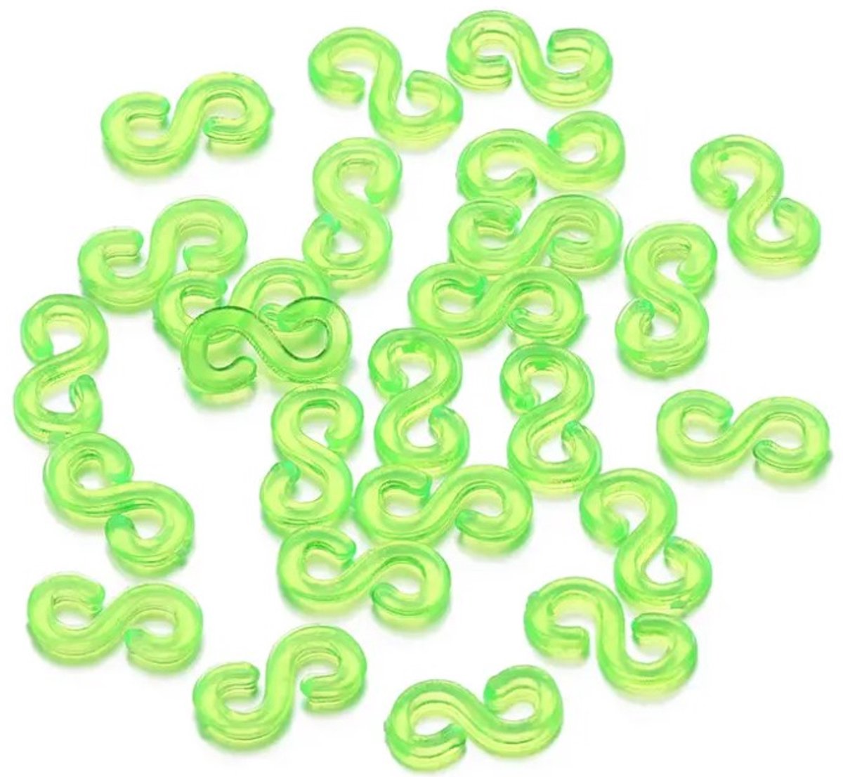 200 Stuks - S-Clips Loom - Groen - Loombandjes -   - S Clips