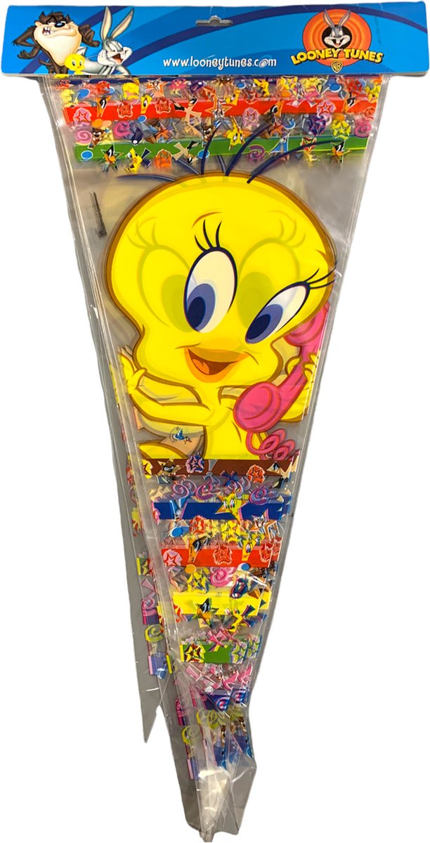 Tweety Puntzak groot 60 x 30 cm - 10 stuks - ideaal voor popcorn, snoep en traktaties