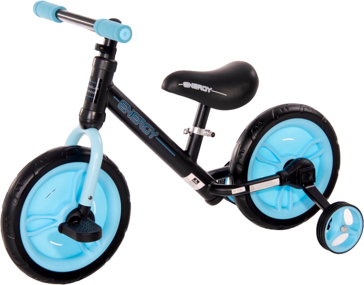 Lorelli Energy Black & Blue 2-in-1 Loopfiets met Zijwieltjes 1005048-0001